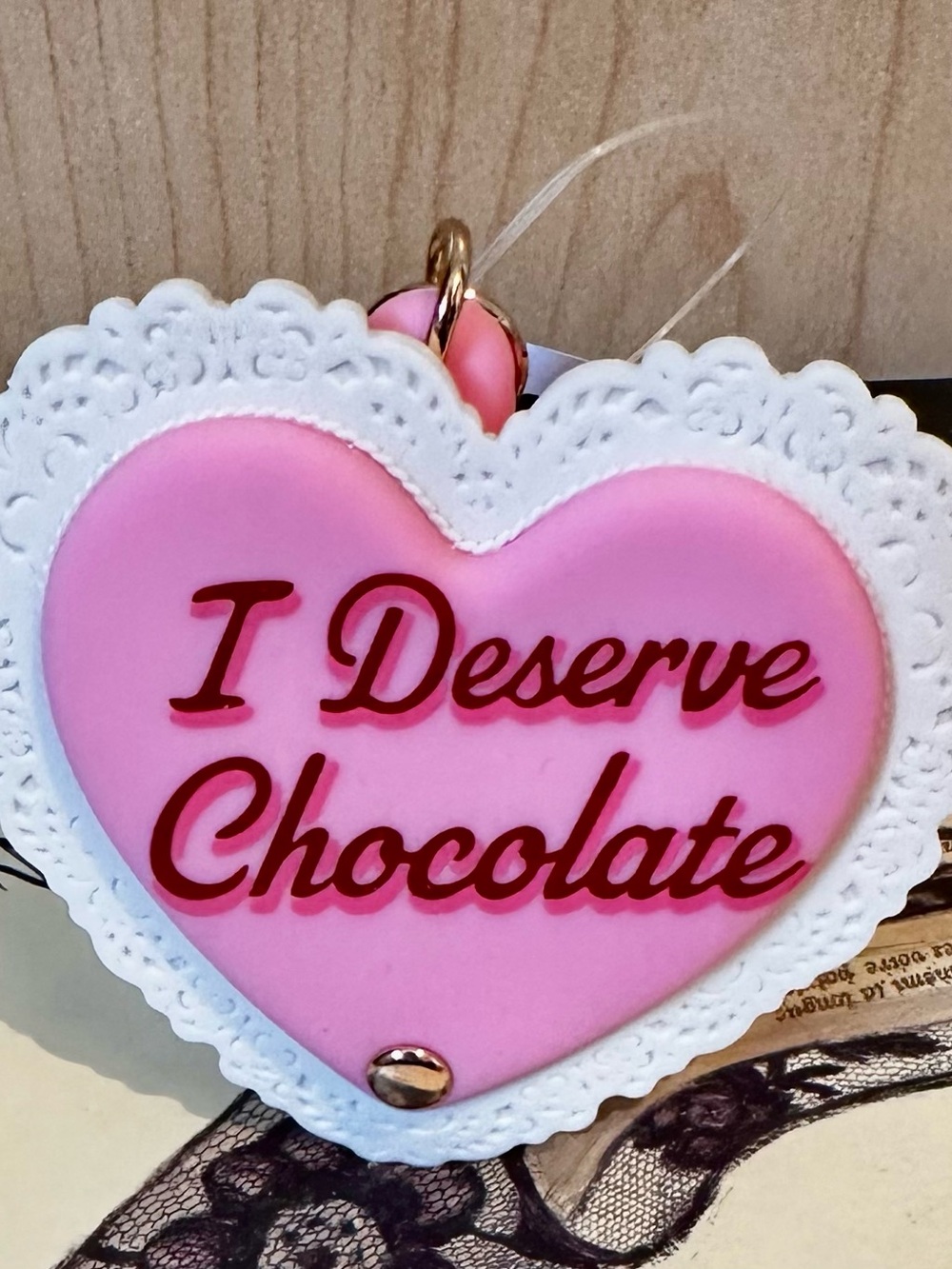 I Deserve Chocolate Pink Heart Pocketbac Holder